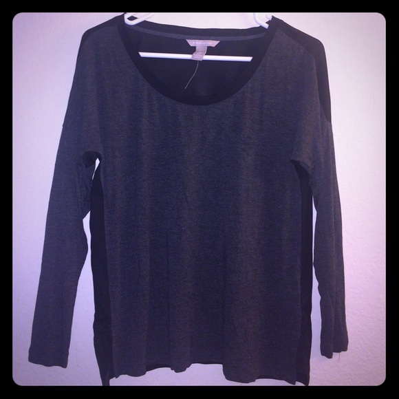 Dark Grey long sleeve shirt w/black sheer back.