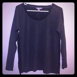 Dark Grey long sleeve shirt w/black sheer back.
