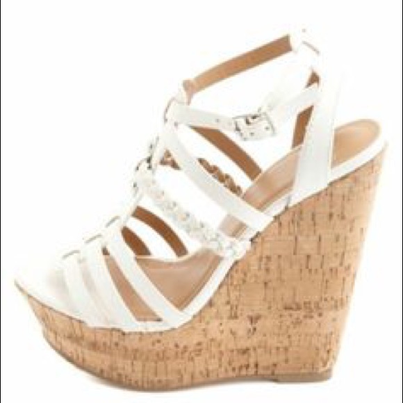 Charlotte Russe White Wedge Cork Heel Sandal