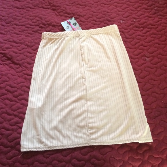 Ribbed Camel Mini Pencil Skirt - Picture 2 of 2