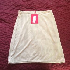 Ribbed Camel Mini Pencil Skirt