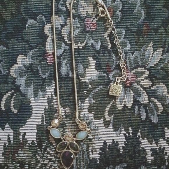 blue & purple jewels with gold chain
