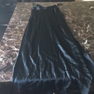Sexy 100% silk all black long nightwear