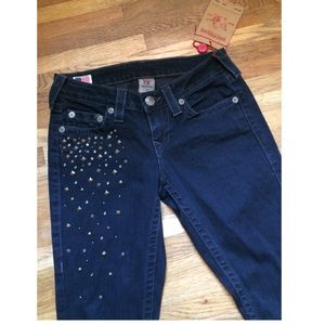 True Religion Stella Crystal Stud Skinny Jeans