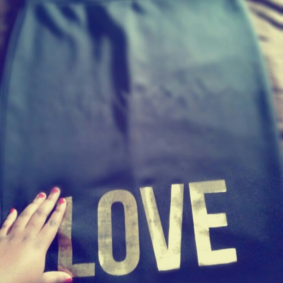 Black "LOVE" Pencil Skirt