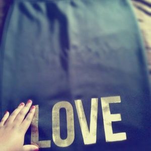 Black "LOVE" Pencil Skirt