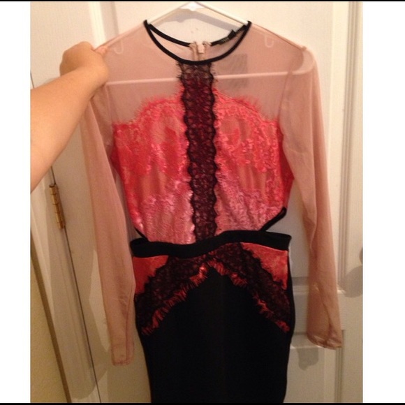 Laced-up mesh fitted dress