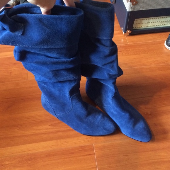 Blue suede calf boots - Picture 4 of 4