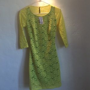 Bright Yellow Lace Size S Dress with Peekaboo Back