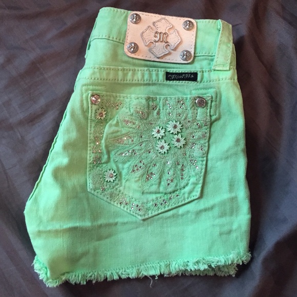 Miss Me Denim Green Shorts