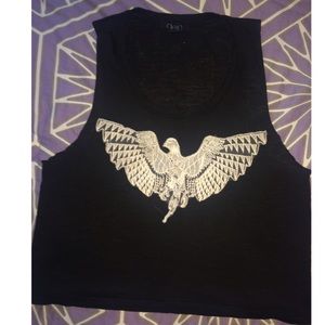 Black cut sleeved crop top