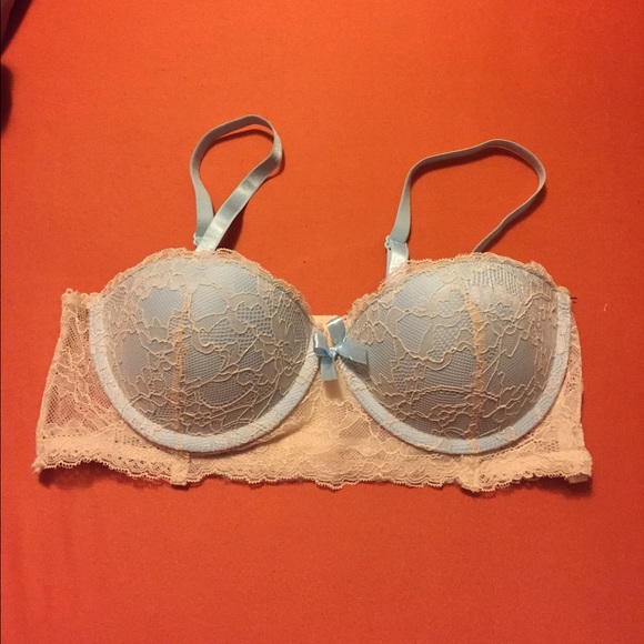 36B blue and pink lace bra