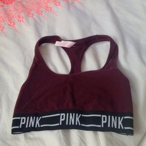 Maroon "pink" sports bra