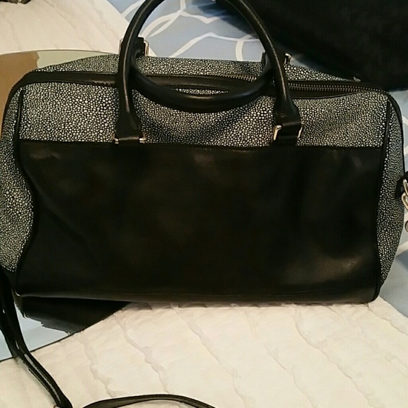 Banana Republic black with white leather purse