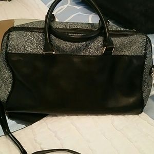 Banana Republic black with white leather purse