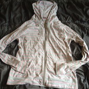 Under armour pink and grey striped hoodie