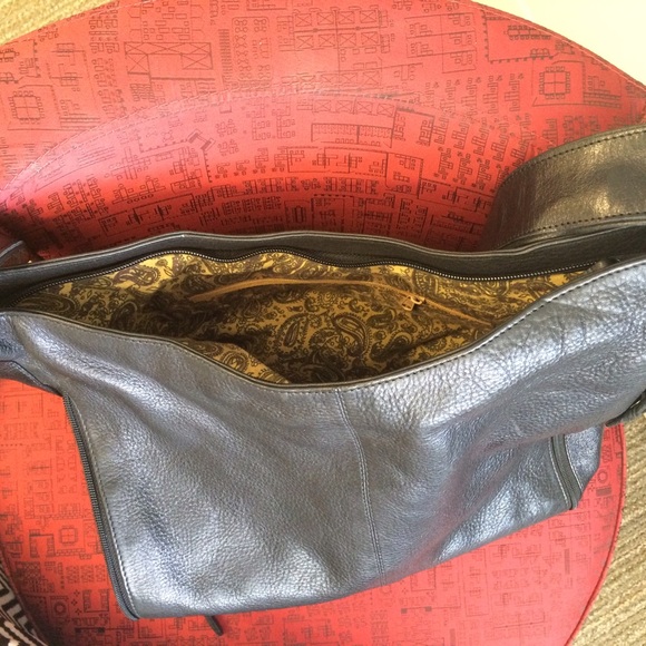 64 off Handbags Soft black genuine leather bag/ paisley lining from