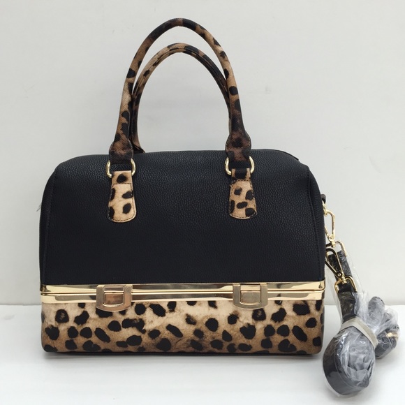 Leopard print tote with makeup compartment