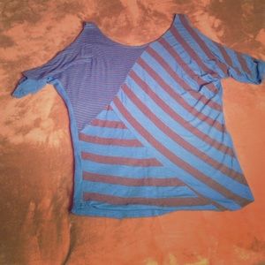 Striped off the shoulder top blue