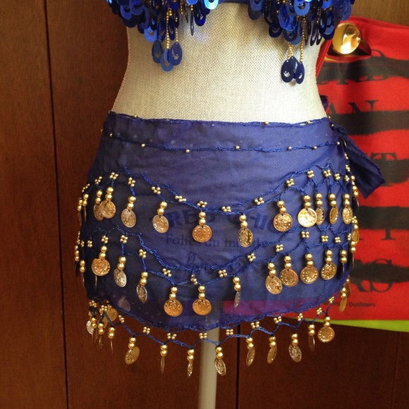 *SOLD* Dark Blue and Gold Coin Scarf Skirt