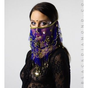 *SOLD* Little Black Diamond Dark Blue Face Veil