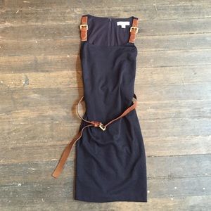 Michael Kors Navy and leather buckle dress