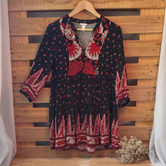Boho floral baby doll dress