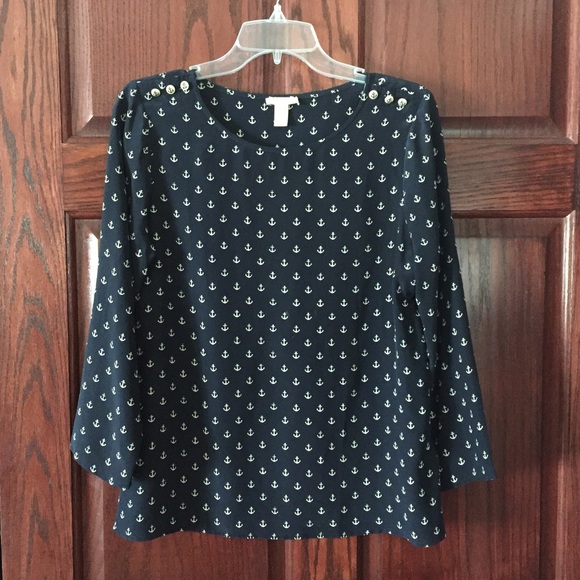 J. Crew silk anchor blouse