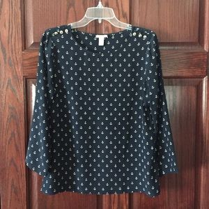 J. Crew silk anchor blouse