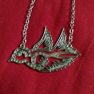 Traditional tattoo bird necklace