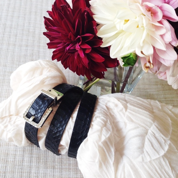 Faux snakeskin CK reversible belt