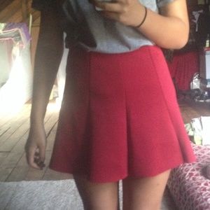 High Waisted Maroon Skater Skirt