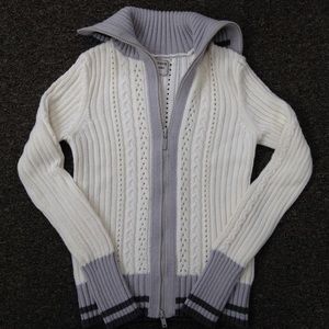 Tommy Hilfiger Cream & Gray Zip Up Sweater