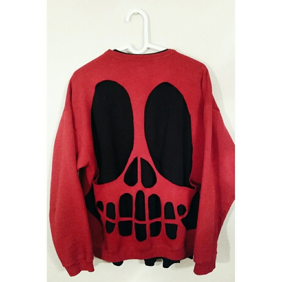 Hot Topic Sweaters - Red skull cutout sweater