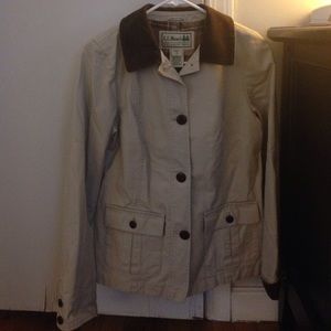 Ll bean beige barn jacket flannel lined - small