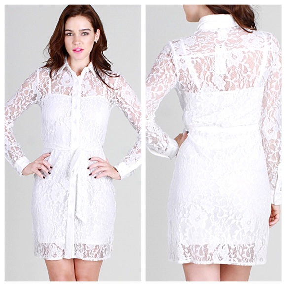 Lace overlay dress shirt