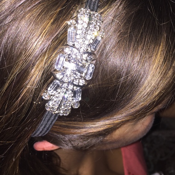 Black headband with unique faux diamond design
