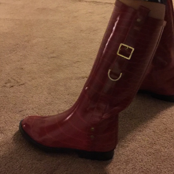 Red rain boots