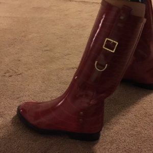 Red rain boots