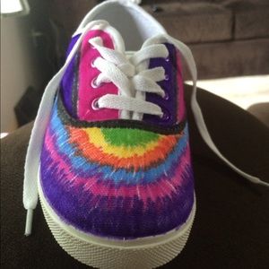 Custom made tie dyed shoes.