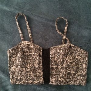 UO Cropped lace back zip up top