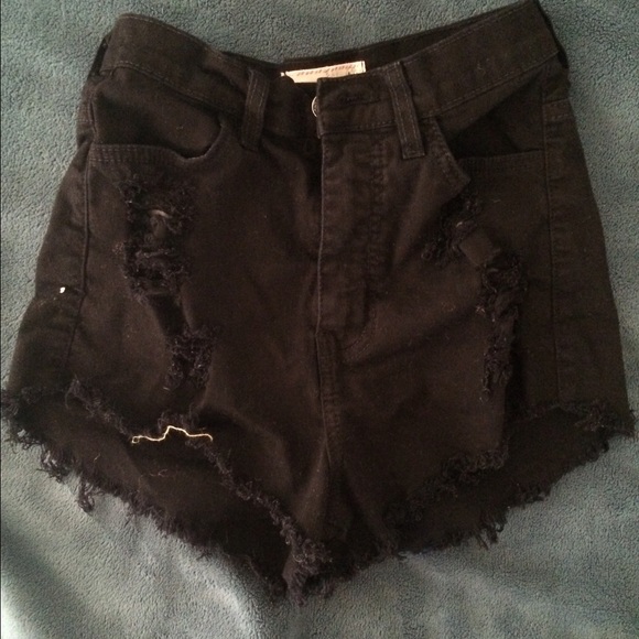 High wasted black cut off shorts