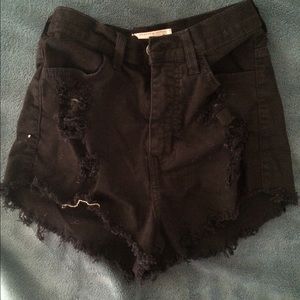 High wasted black cut off shorts