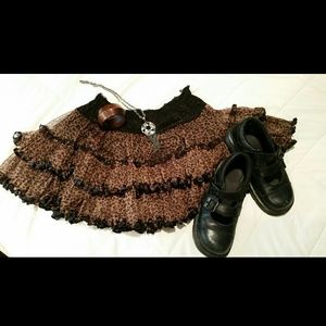 Leopard Print Layered Frill Skirt