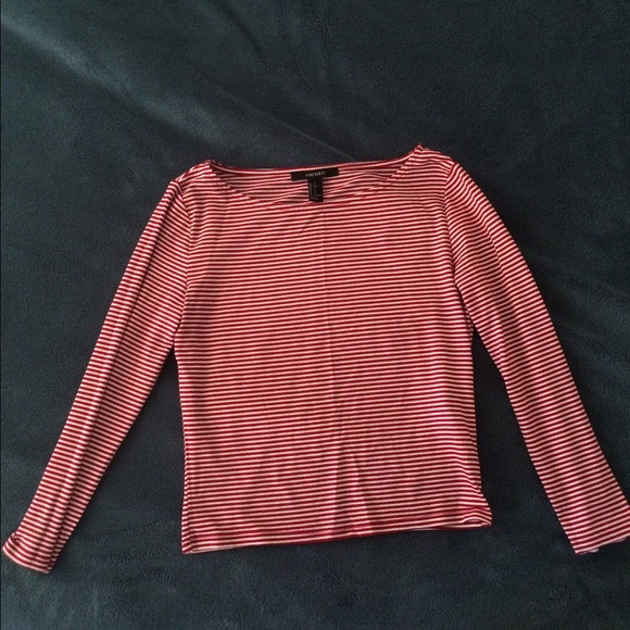 Forever21 Cropped red & white stripped long sleeve
