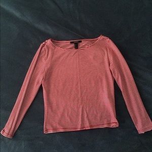Forever21 Cropped red & white stripped long sleeve