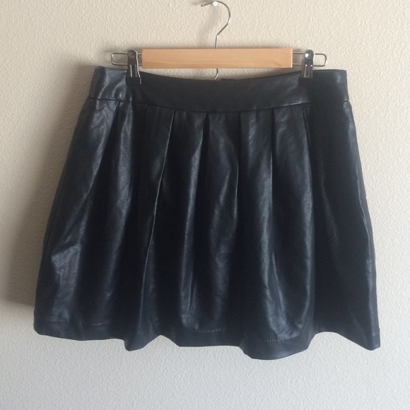 Faux Leather Pleated Skirt