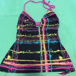 paint splattered tankini swimsuit