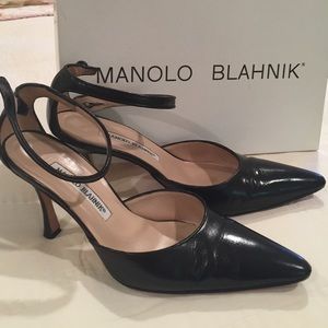Gorgeous black ankle strap Manolo Blahnik heels