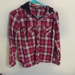 Plaid flannel with hood